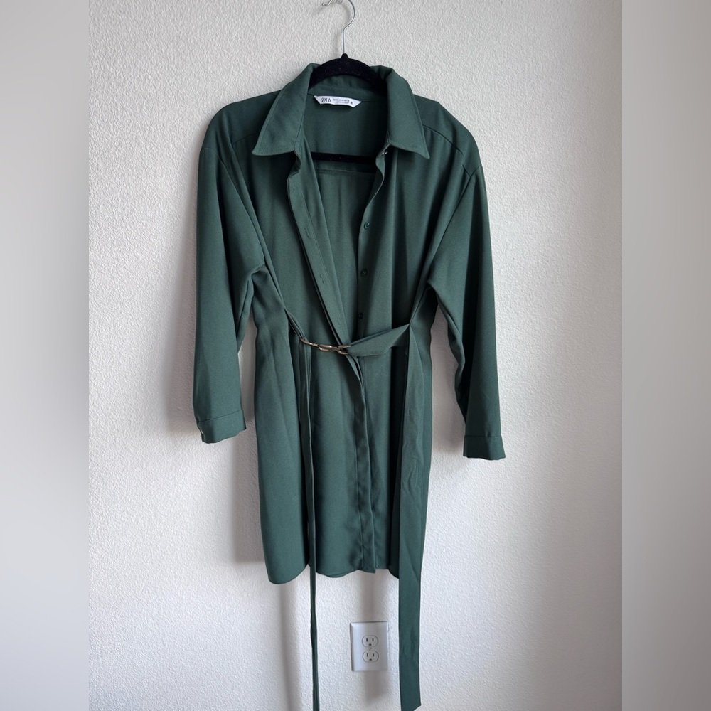 Zara Forest Green Textured Dress